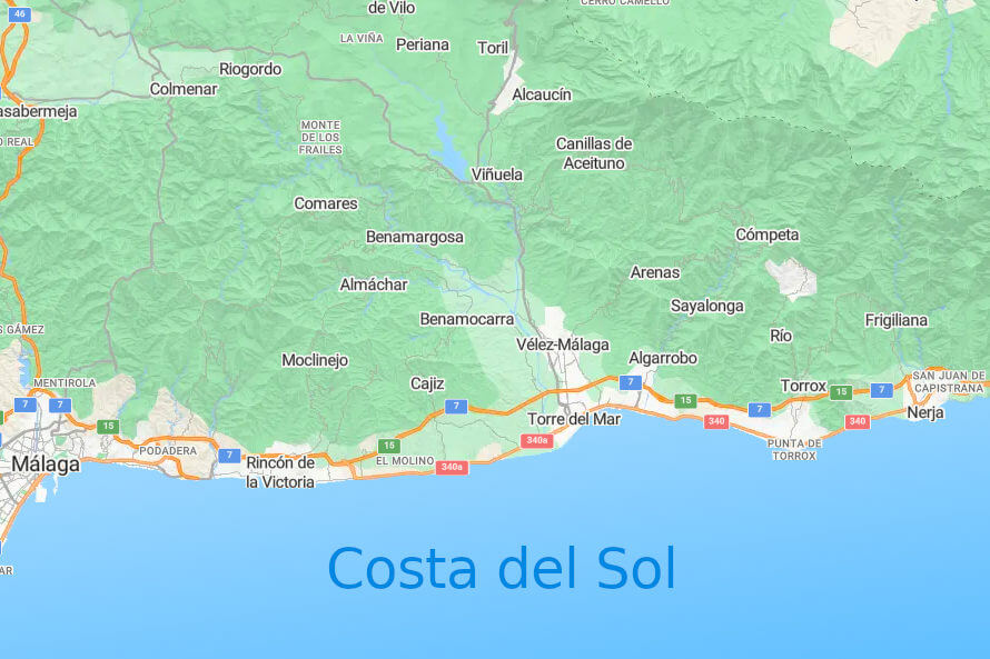 Map of eastern Costa del Sol 